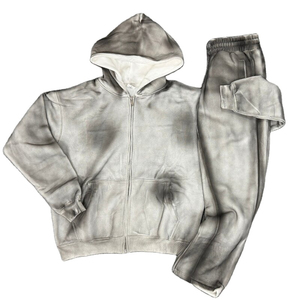 Vente en gros de sweats à capuche à fermeture éclair avec logo personnalisé pour hommes motif de style streetwear noir délavé au soleil polaire vierge lourde - Product Image 5