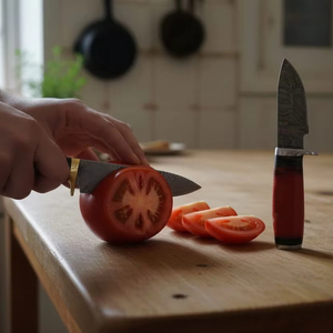 Juego de Cuchillos de Cocina de Acero al Carbono Hechos a Mano, de Hoja Fija, Cuatro Piezas, Ambidiestros, Ligeros, con Funda de Cuero y Mango de Madera, OEM - Product Image 2