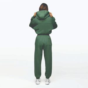 Trajes de jogging de invierno de 2 piezas personalizados para mujer, conjunto de pantalones de Jogger de gran tamaño de color sólido ecológico, pantalones de chándal de talla grande - Product Image 5