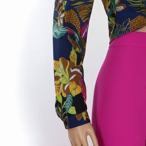 Conjunto de Dos Piezas para Mujer, Estilo Europeo y Americano, Estampado Otoñal, Camisa de Manga Larga con Cuello Redondo y Pantalones Anchos - Product Image 4