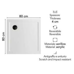 Aosta 80x80 CM Acrylic Square <b>Shower</b> <b>Tray</b> Bathroom Sets Product - Product Image 2