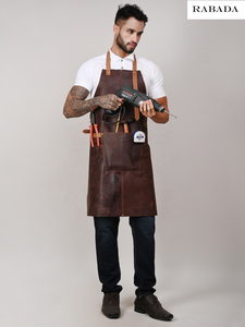 High Quality Genuine Leather <b>Apron</b> Vintage Style with Long Tool Strap for Coffee Bar Barista Chef BBQ Barber <b>Work</b> Wear - Product Image 5