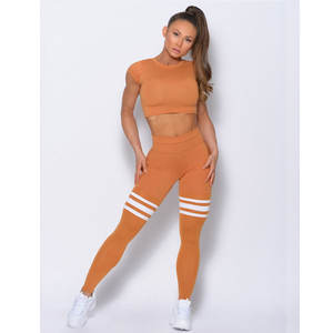 OEM professionnel ensemble de yoga grande taille pour femmes respirant séchage rapide motif solide personnalisable avant logo taille élastique équipement - Product Image 5