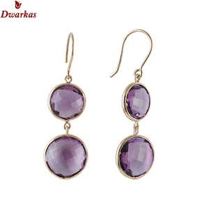 Best Selling 925 Sterling <b>Silver</b> <b>Earrings</b> Handmade Gold-Plated Water <b>Drop</b> Pattern African Amethyst Gemstone Fashion Hoop Earings - Product Image 6