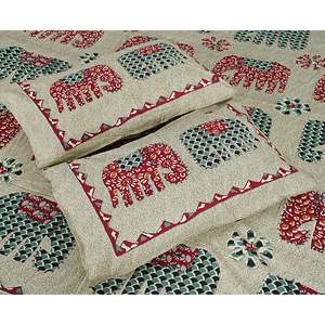 Parure de lit double en coton imprimé Jaipuri multicolore 240 TC avec 2 taies d'oreiller, écologique, 100% coton, ensemble 3 pièces (ADB1392) - Product Image 3