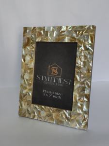 Yellow Mother Pearl Inlay Handmade Wood <b>Photo</b> <b>Frame</b> Mosaic Pattern Luxurious Home Decor Picture Display Radiant <b>Gift</b> Special - Product Image 2