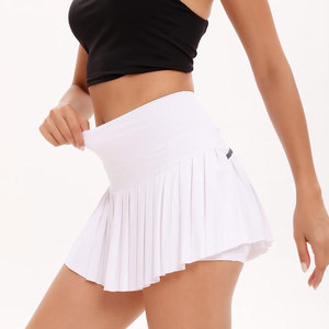 <b>Pleated</b> High Waisted White Breathable Short Tennis Skirt, Classic Athletic Design, Lightweight and Breathable Fit - Product Image 2