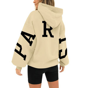 OEM/ODM sudaderas con capucha de gran tamaño para mujer estilo holgado pulóver Streetwear Sudadera con capucha suave y cómoda tela de lana logotipo personalizado - Product Image 5