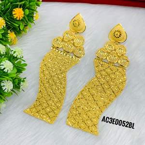 Pendientes chapados en oro de un gramo diseño en línea joyería de moda diseño de mujer chapado en oro-Pendientes para mujer/Joyero para mujer - Product Image 2