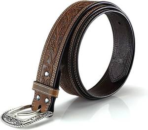 Men's Genuine Handcrafted Embossed Leather <b>Belt</b> with Vintage <b>Western</b> Buckle - Product Image 5