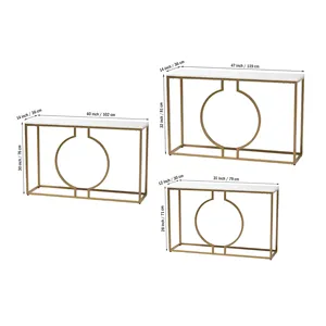 Metallic Ring <b>Console</b> <b>Table</b> with White <b>Marble</b> <b>Table</b> Top Home Furniture Manufacturer Wholesaler Factory Direct Sale - Product Image 4