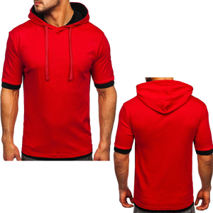 Sweat à capuche de golf à manches courtes en coton pour homme haute performance, T-shirt d'automne, logo personnalisé, couleur personnalisée, respirant, uni - Product Image 3