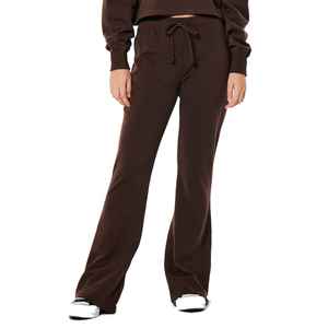 <b>Women's</b> Customizable Brown Canvas <b>Summer</b> Flared <b>Trousers</b> Mid Waist Hot Selling OEM Design Blank Stacked <b>Trousers</b> - Product Image 3