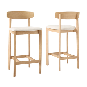 Modern Minimalist Teak Wood Bar <b>Stool</b> with Wooden Backrest and Fabric <b>Seat</b> Cushion for Home Bar and Kitchen Counter - Product Image 6