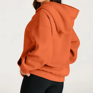 Femmes hiver personnalisé imprimé sweats à capuche surdimensionné chute épaule manches haute qualité épais tricoté à capuche avant Logo polaire - Product Image 2