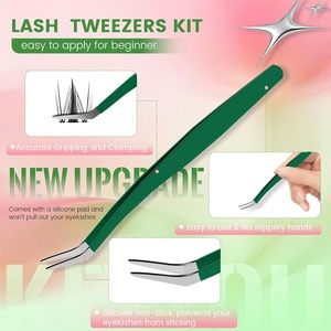 Pinzas de Extensión de Pestañas con Recubrimiento en Polvo Premium, Aplicador de Pestañas, Juego de Pinzas para Volumen Ruso, Personalización de Marca OEM - Product Image 2