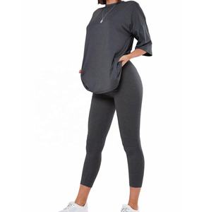 2025 ensemble t-shirt et leggings chemises en coton de haute qualité vêtements femmes deux pièces ensembles - Product Image 5