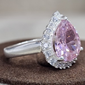 Argent Sterling 925 Excellente Qualité Designer Fait Main Dernière Bague À La Mode Avec Pierre Précieuse Zircon Cubique Rose En Forme De Larme - Product Image 4