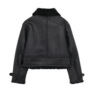 Chaqueta de cuero acolchada de algodón estampado para mujer de nuevo diseño, moda, versátil, diaria, suelta, cómoda, bolsillo con cremallera, larga - Product Image 4