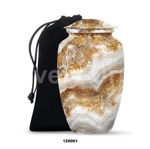 Vente chaude avec urne adulte de grande taille en marbre d'or pour cendres humaines avec sac en velours gratuit - Product Image 1