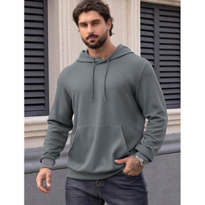 Sudaderas con capucha lisas de manga larga de tela transpirable con estampado de transferencia de calor 100% sudaderas con capucha y sudaderas de algodón para hombres - Product Image 2