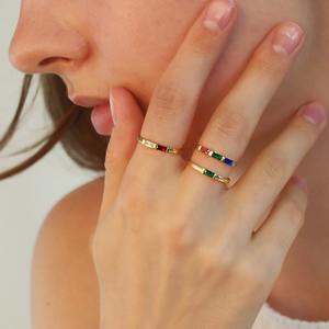 Anillo de Plata de Ley 925 con piedra natal familiar minimalista al por mayor, regalo de boda personalizado para mamá, delicado cumpleaños personalizado - Product Image 4