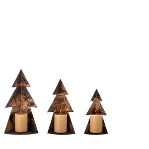 Lucky Tree Christmas 2024 Metal T Juego de portavelas con base de mármol de madera Decoración del Festival del hogar Vela Soporte de luz de té - Product Image 4