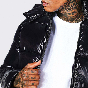 Men's Casual Stand Collar Full Zip Metallic Shiny Waterproof <b>Reversible</b> Puffer Winter <b>Jacket</b> Customized Design Puffer <b>Jacket</b> - Product Image 2