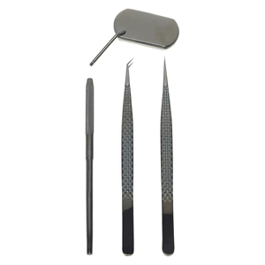Kit de ventilateur de cils d'isolation professionnel de haute qualité ensemble 3 extensions de cils en acier inoxydable pince à épiler miroir à pointe diamantée - Product Image 1