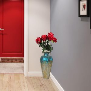 Vase en mosaïque décoratif avec surface en verre brillant, vase en mosaïque de carreaux vibrants pour la décoration créative de la maison, vase à fleurs unique - Product Image 3