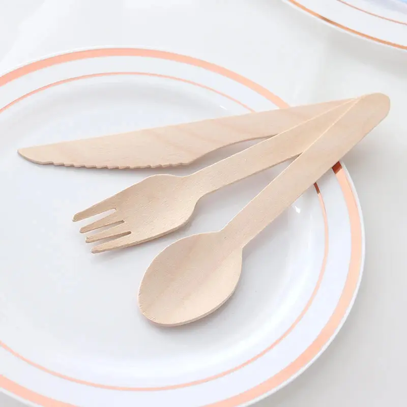 Biodegradable knives wood disposable cutlery spoon fork single use knife wooden spoons cheap forks from Vietnam