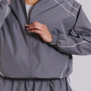 Women 2 Piece Outfits Tracksuit <b>Jumpsuits</b> Lightweight Windbreaker Pullover Jacket Crop Top Pants Set - Product Image 5