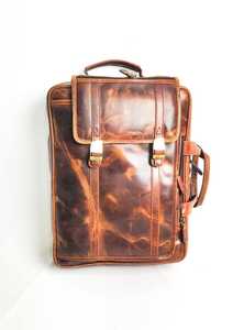 Vintage Full Grain Leather <b>Laptop</b> Backpack with Top Handle and Buckle Closure Handmade Business & Travel <b>Bag</b> Multiple Pocket - Product Image 2