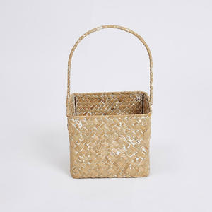 Precio competitivo, cesta de flores de paja de algas marinas tejidas a mano, hermosas cestas florales para damas de honor a la venta - Product Image 4