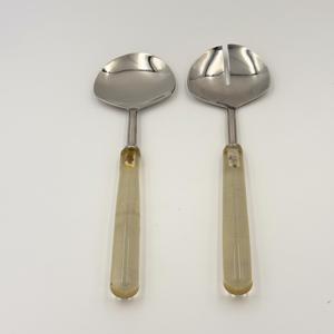 Ensemble de 2 serveurs à salade en métal argenté de nouvelle conception avec poignée en résine transparente pour table à manger, ensembles de serveurs à salade par R B Overseas - Product Image 4