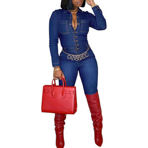 Traje de Mezclilla Urbano de Verano para Mujer con Pantalones Ajustados y Detalles de Costuras Marcadas, 100% Algodón - Product Image 4