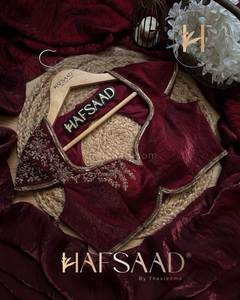 Sari de seda de diseñador liso Jimmy Chu con blusa sin costuras adornada a mano Conjunto de Sari indio Premium para mujer - Product Image 5