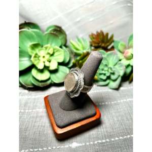 Jeff Largo <b>Adjustable</b> Sterling Silver <b>Ring</b> Gift with Bezel Setting Inlay - Product Image 3