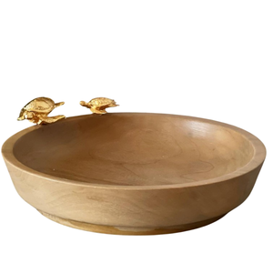 Tazón decorativo de mesa Tazón de forma redonda de madera Madera de calidad superior con detalles de metal Tazón Restaurante en precio asequible - Product Image 2