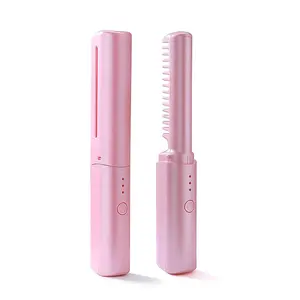 Peine Alisador Inalámbrico Portátil Myrva Rosa con Dientes de Acero Inoxidable y Mango de Plástico ABS, Herramienta de Peinado - Product Image 1