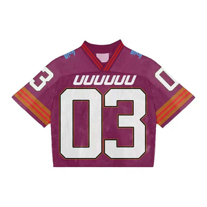 Logo personnalisé imprimé surdimensionné Boxy col en V T-Shirt Jersey maille Football Jersey et Football Jersey Technique de coupe automatisée - Product Image 3