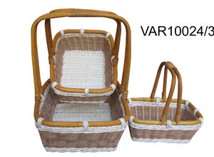 Set of 3 Handwoven Rattan Decorative <b>Storage</b> Baskets with Handles for <b>Home</b> <b>Organization</b> - Product Image 4