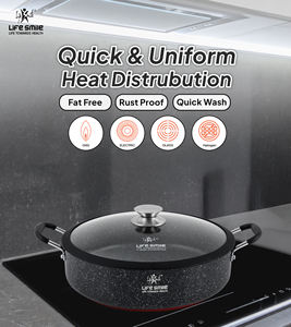 Olla Poco Profunda Antiadherente de Granito Premium con Tapa de Vidrio y Borde de Silicona - Product Image 6