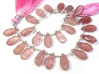 Quartz rose naturel à facettes, pierres précieuses en vrac, brin de 8 pouces, perles en forme de poire de 15x7,5 mm, 22 pièces, qualité supérieure, Afrique du Sud