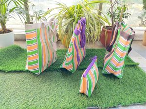 กระเป๋าเครื่องสำอางไนล่อนรีไซเคิลลายชายหาดเป็นมิตรกับสิ่งแวดล้อมขนาดใหญ่กระเป๋ารีไซเคิลพลาสติกแบบยั่งยืนแบบใช้ซ้ำได้ส่งตรงอินเดีย - Product Image 2