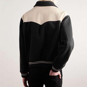 Blouson bombardier en cuir Letterman pour hommes, veste universitaire de luxe de haute qualité avec logo personnalisé, tissu de laine fin, rue principale d'hiver - Product Image 5