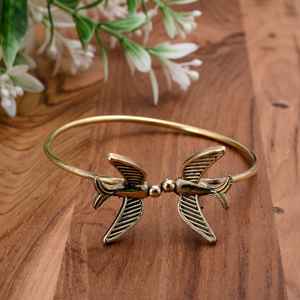 Bracelet manchette réglable sur le thème des oiseaux bohème doré Designer unique en laiton unisexe cadeau accessoire de mode bijoux - Product Image 4