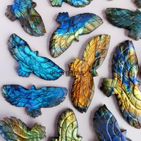 Aigle Labradorite fait à la main de haute qualité sculptant des pierres précieuses naturelles bleues avec sculpture en cristal unique Flash complet certifié GIA