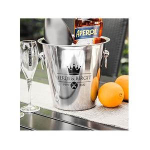 Enfriador de botellas de cerveza y champán de acero inoxidable, accesorio decorativo de Metal para boda, con logotipo, vajilla, cubo moderno para bañera de bebidas - Product Image 1