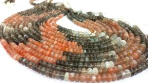 Cuentas naturales de piedra lunar múltiple con forma de rondelle lisas de 9 a 12 mm vendidas por hebra de 7 pulgadas de largo - Product Image 3